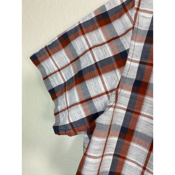 Prana Plaid Short Sleeve Button Up Camp Shirt Men size Medium Camping Outdoor - Picture 7 of 14